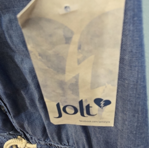 NWT Jolt Denim Romper With Drawstring Waist - Picture 14 of 14